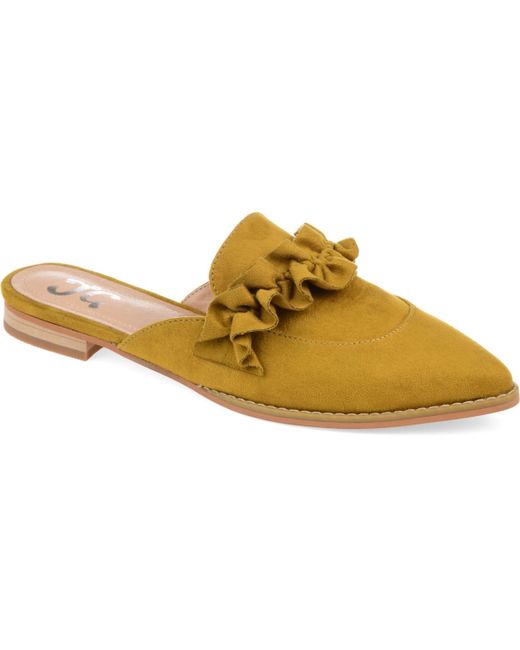 Journee Collection Kessie Ruffle Pointed Toe Slip On Mules