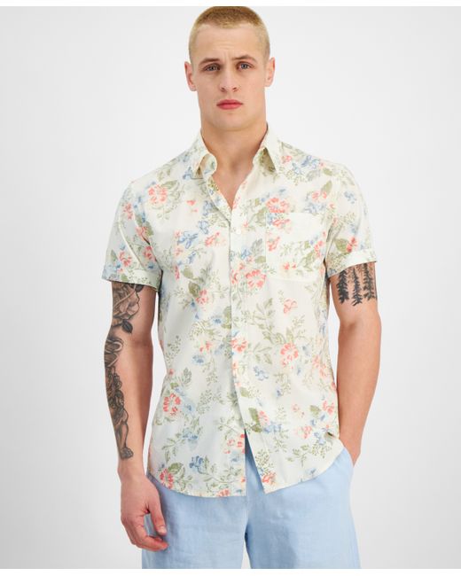Sun + Stone Paulo Short Sleeve Button-Front Floral Print Shirt Created for