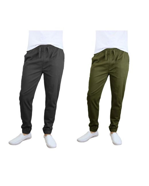 Galaxy By Harvic Basic Stretch Twill Joggers Pack of 2 Olive