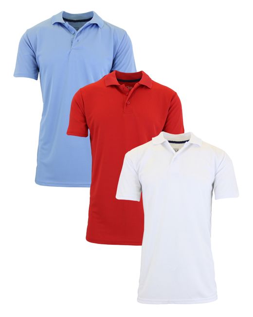 Galaxy By Harvic Dry Fit Moisture-Wicking Polo Shirt Pack of 3 Red and White