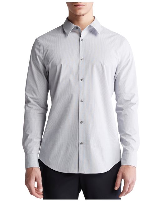 Calvin Klein Slim Fit Long Sleeve Micro Stripe Button-Front Shirt