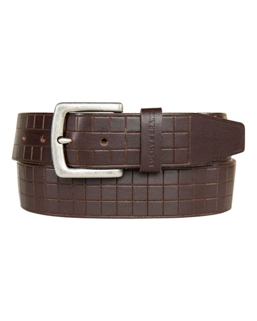 Lucky Brand Grid Tooled Embossed Leather Belt