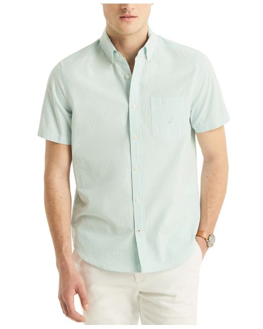 Nautica Striped Seersucker Short Sleeve Button-Down Shirt