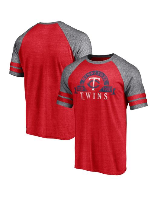 Fanatics Minnesota Twins Utility Two-Stripe Raglan Tri-Blend T-shirt