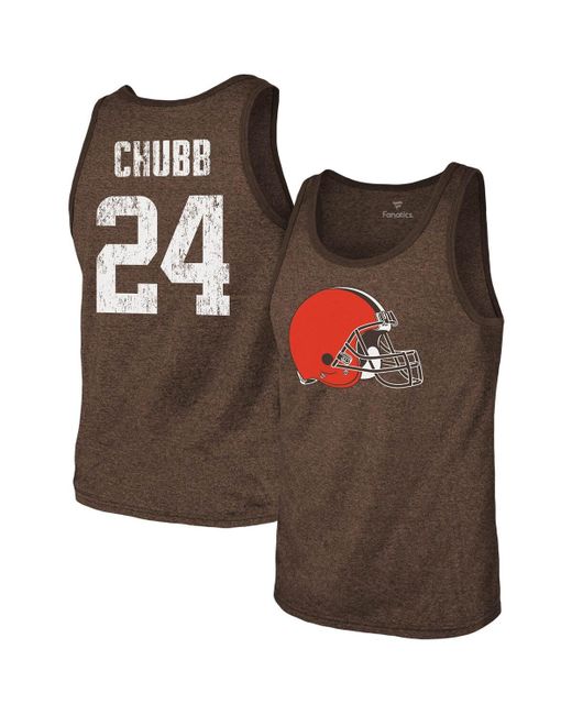Majestic Threads Nick Chubb Cleveland Browns Name and Number Tri-Blend Tank Top
