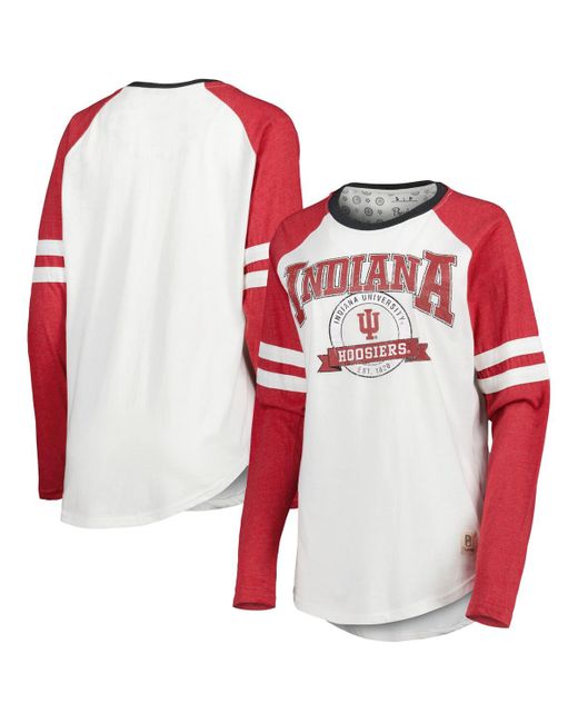 Pressbox Crimson Indiana Hoosiers Brooking Sleeve Stripe Raglan Long T-shirt