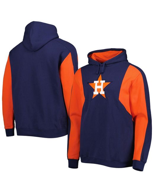 Mitchell & Ness Orange Houston Astros Colorblocked Fleece Pullover Hoodie