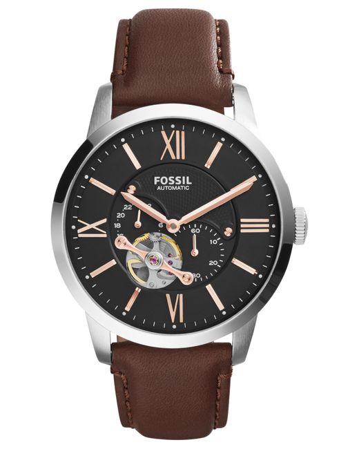 Fossil Automatic Townsman Leather Strap Watch 44mm