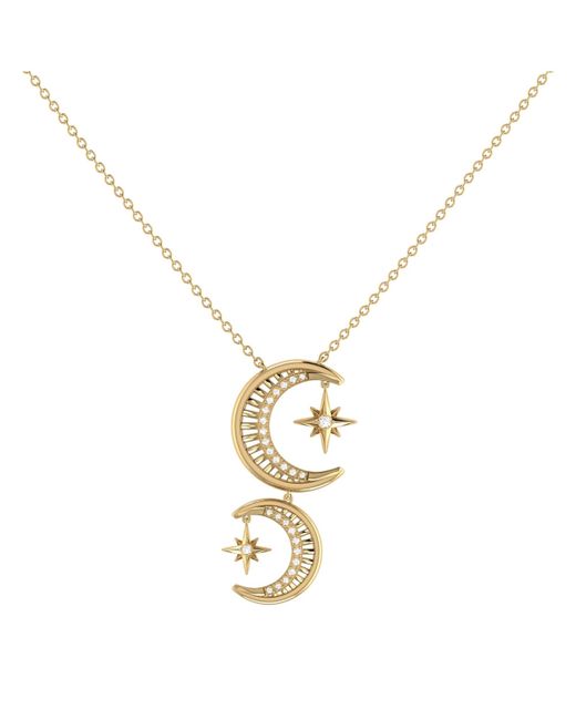 LuvMyJewelry Twin Nights Crescent Design Sterling Silver Diamond Necklace