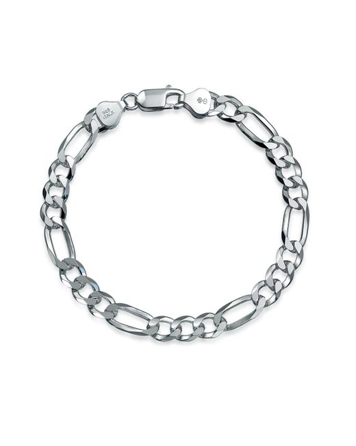 Bling Jewelry Thick Heavy Solid 925 Sterling 7MM Italian Figaro Chain Link Bracelet 8 Inch