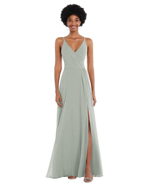 After Six Faux Wrap Crises Cross Back Maxi Dress with Adjustable Straps