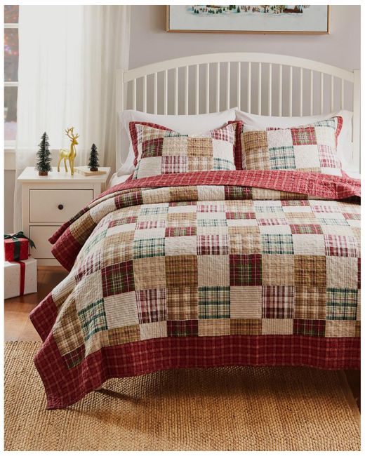 Greenland Home Fashions Oxford 100 Cotton Reversible 3 Piece Quilt Set