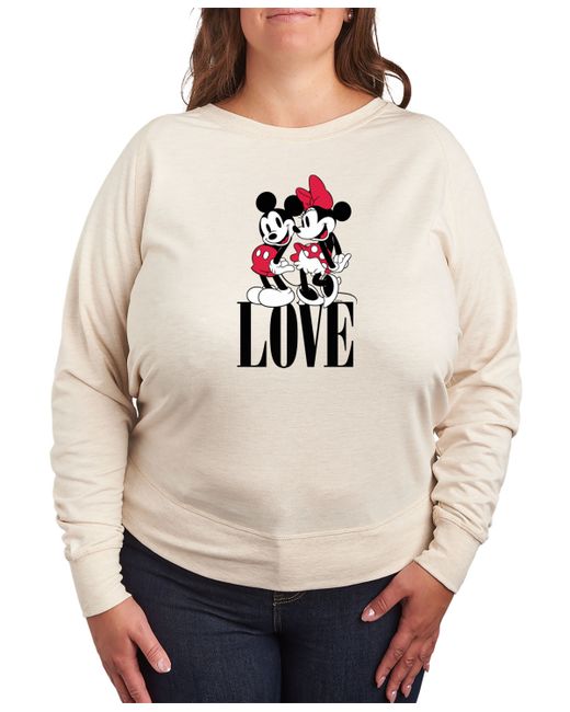 Hybrid Apparel Air Waves Trendy Plus Disney Valentines Day Graphic Long Sleeve Pullover Top Khaki