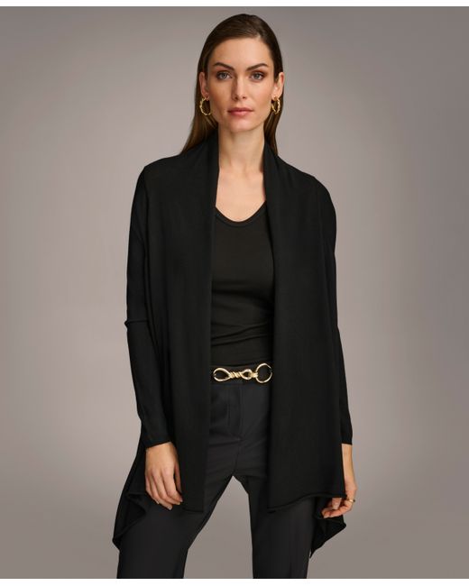 Donna Karan Long-Sleeve Drape-Front Cardigan