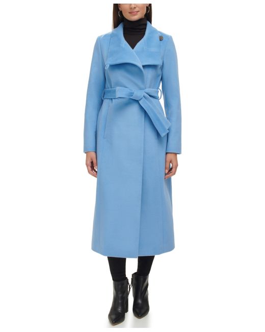Kenneth Cole Belted Maxi Wool Coat with Fenced Collar