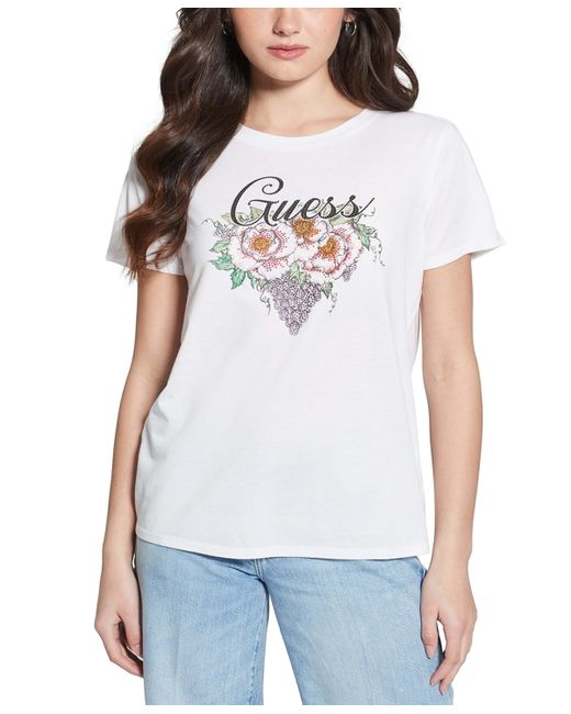Guess Embellished Grape Vine Logo T-Shirt