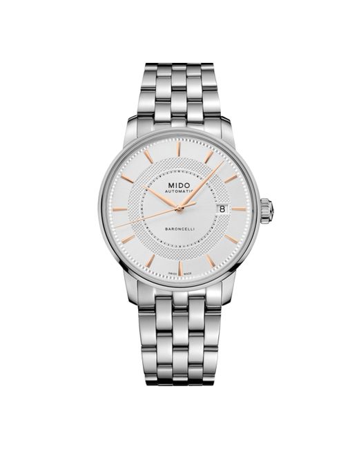 Mido Swiss Automatic Baroncelli Signature Stainless Steel Bracelet Watch 39mm