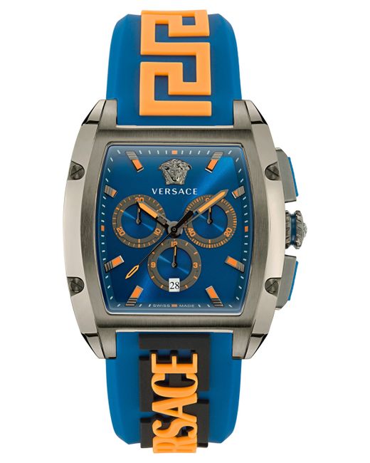 Versace Swiss Chronograph Dominus Orange Silicone Strap Watch 42x50mm