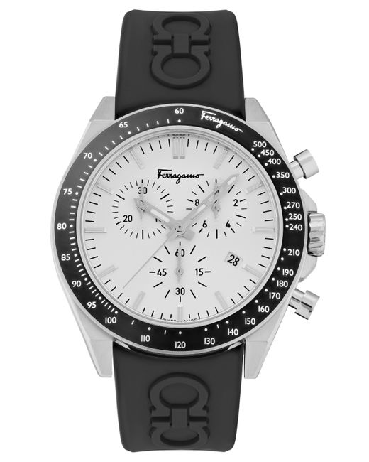 Ferragamo Salvatore Swiss Chronograph Urban Black Silicone Strap Watch 43mm