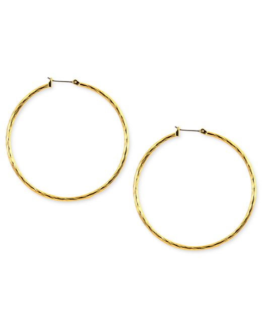 AK Anne Klein Gold-tone Textured Hoop Earrings 2