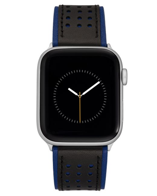 Vince Camuto Black and Premium Leather Band with Perforated Design Compatible 42/44/45/Ultra/Ultra 2 Apple Watch