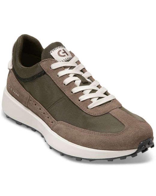 Cole Haan Grand Crosscourt Midtown Mixed-Media Lace-Up Sneakers Deep Olive Birch