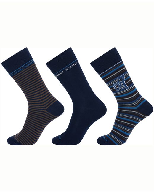 Cr7 Fashion Socks Pack of 3 Blue Gray White