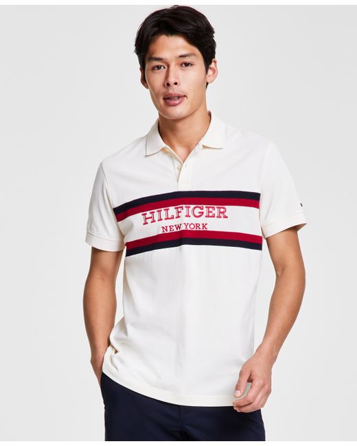 Tommy Hilfiger Regular-Fit Colorblocked Stripe Monotype Logo Embroidered Polo Shirt