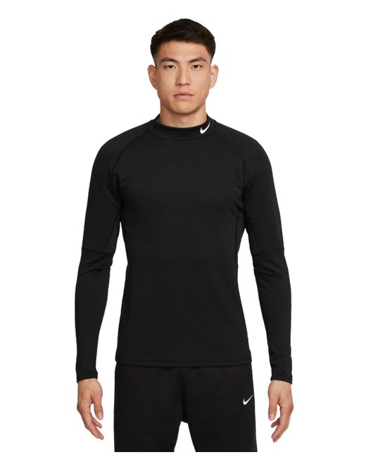 Nike Pro Slim-Fit Dri-fit Mock Neck Long-Sleeve Fitness Shirt white
