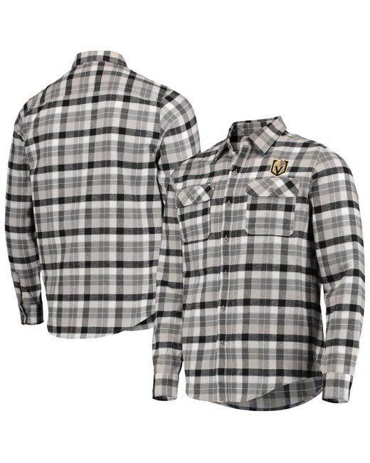 Antigua and Gray Vegas Golden Knights Ease Plaid Button-Up Long Sleeve Shirt