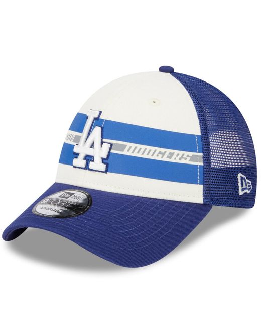 New Era Royal Los Angeles Dodgers Team Stripe Trucker 9Forty Snapback Hat