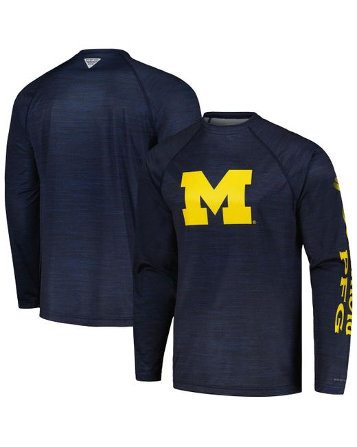 Columbia Michigan Wolverines Pfg Terminal Tackle Omni-Shade Raglan Long Sleeve T-shirt