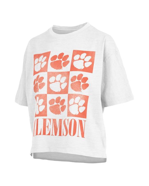 Pressbox Distressed Clemson Tigers Motley Crew Andy Waist Length Oversized T-shirt