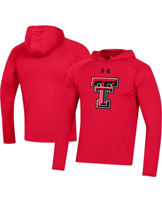 Under Armour Texas Tech Raiders School Logo Raglan Long Sleeve Hoodie Performance T-shirt