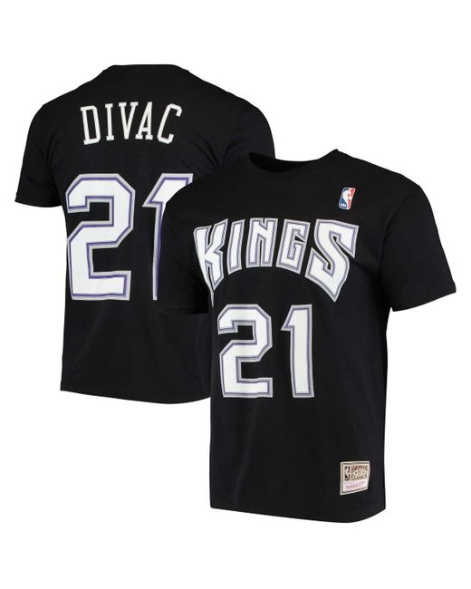Mitchell & Ness Vlade Divac Sacramento Kings Hardwood Classics Stitch Name and Number T-shirt