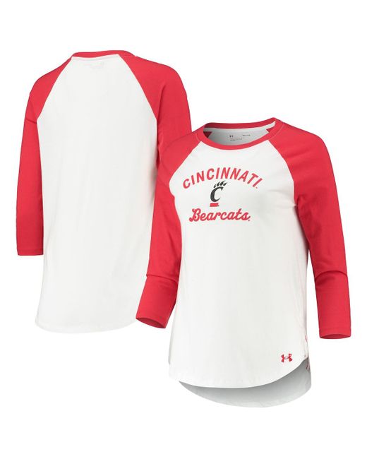 Under Armour and Red Cincinnati Bearcats Baseball Raglan 3/4 Sleeve T-shirt