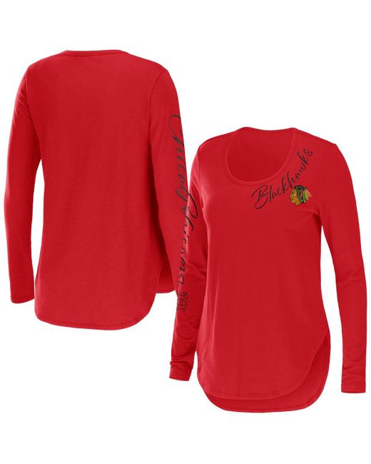 Wear By Erin Andrews Chicago Blackhawks Plus Scoop Neck Long Sleeve T-shirt