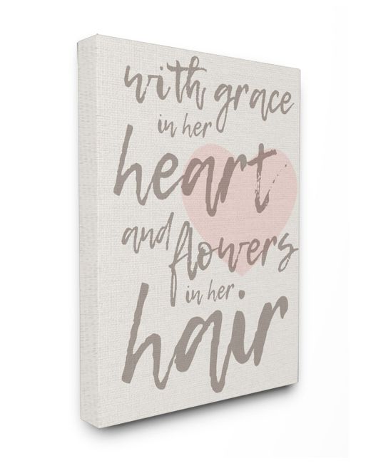 Stupell Industries Grace Her Heart and Flowers Hair Canvas Wall Art 24 x 30