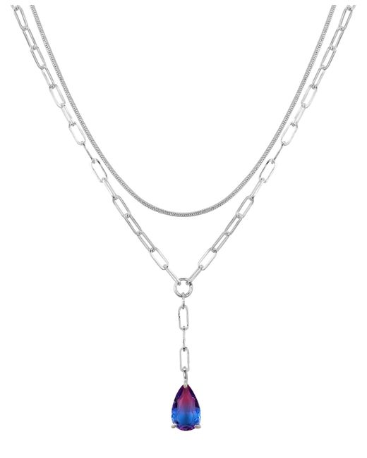 Unwritten Purple Glass Teardrop Layered Y-Necklace Set