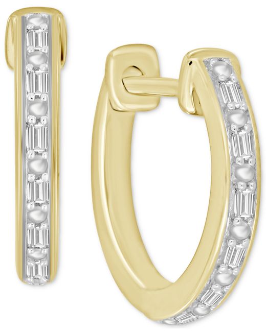 Macy's Diamond Baguette Small Hoop Earrings 1/20 ct. t.w. 10k Gold 5/8