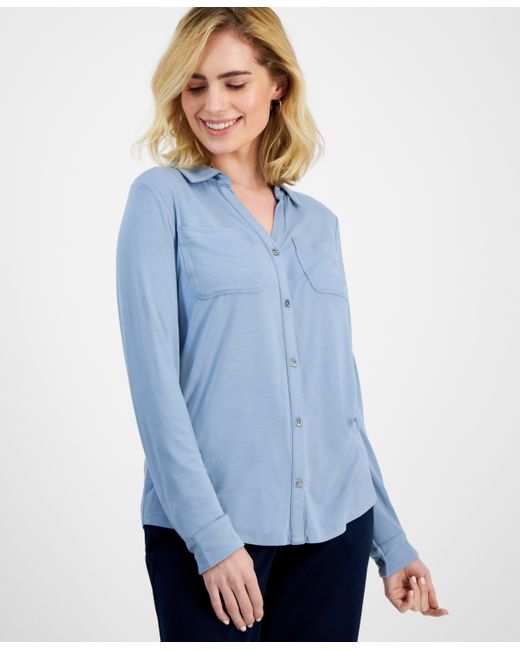Style & Co Button-Down Knit Shirt Created for Macy