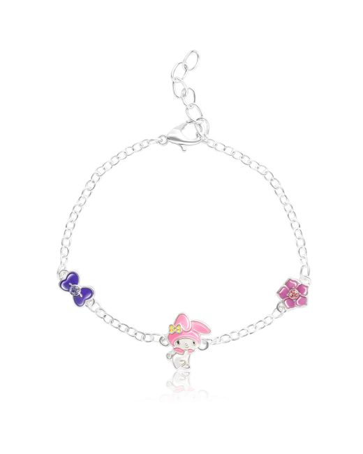Hello Kitty Sanrio and Friends Plated Bracelet with Flower Bow Charm Pendants 6.5 1 Officially Licensed pink