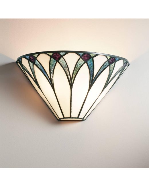 Regency Hill Filton Tiffany Style Wall Light Sconce Bronze Hardwired 12 1/4 Wide Fixture Blue White Stained Art Glass Shade for Bedroom Bathroom Bedside Living Ro
