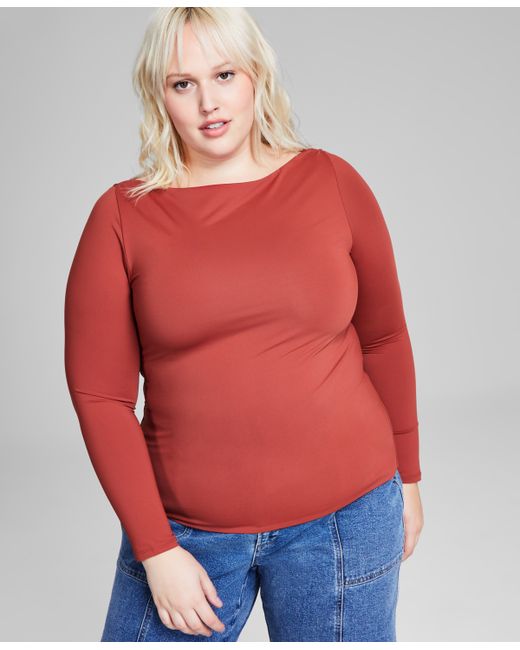 And Now This Trendy Plus Boat-Neck Long-Sleeve Top