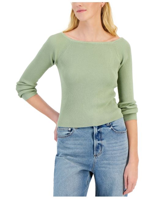 Hooked Up By Iot Juniors Off-The-Shoulder Ribbed Sweater