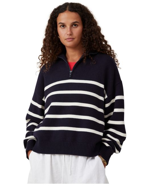 Cotton On Cape Cod Half Zip Knit Sweater Stripe