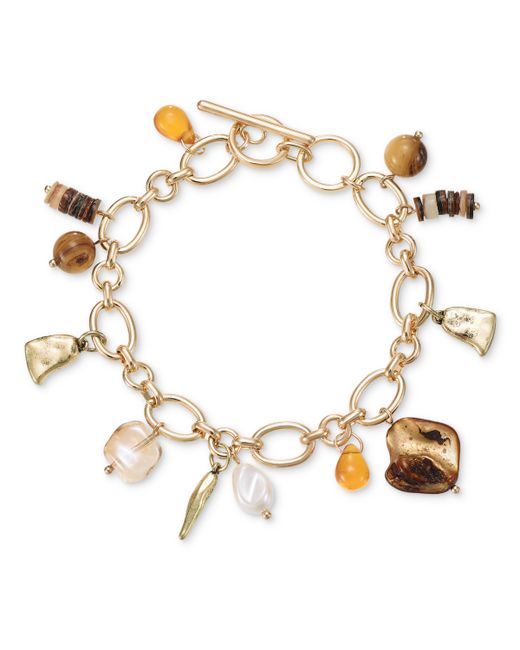 Style & Co Mixed-Metal Beaded Charm Bracelet Created for