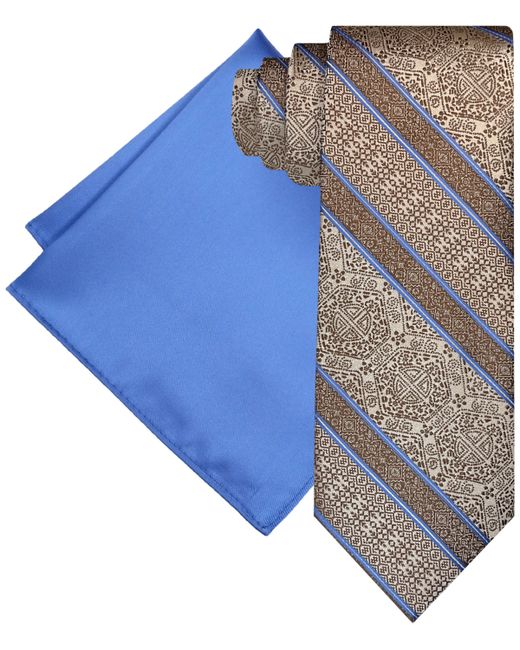 Steve Harvey Tapestry Stripe Tie Pocket Square Set