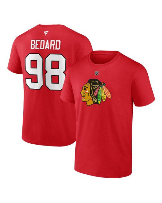 Fanatics Connor Bedard Chicago Blackhawks 2023 Nhl Draft Authentic Stack Player Name and Number T-shirt