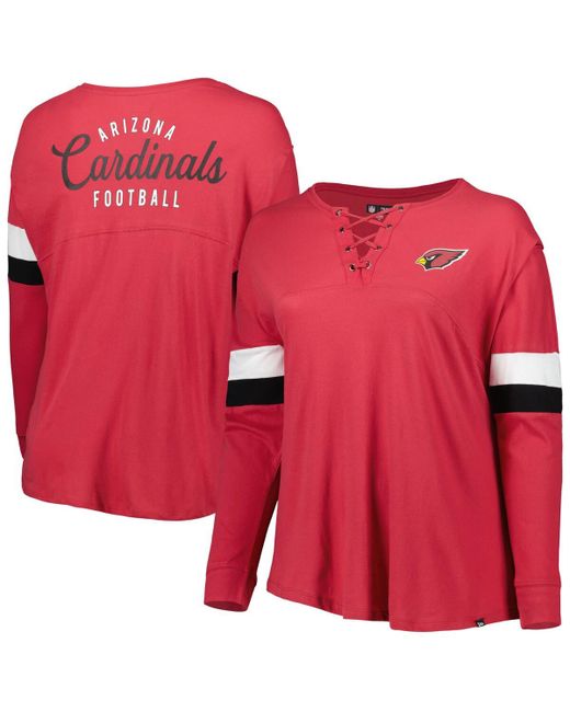 New Era Arizona Cardinals Plus Athletic Varsity Lace-Up V-Neck Long Sleeve T-shirt